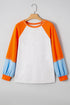 Weekend Vibe Color Block Raglan Sleeve Loose Fit Casual Top
